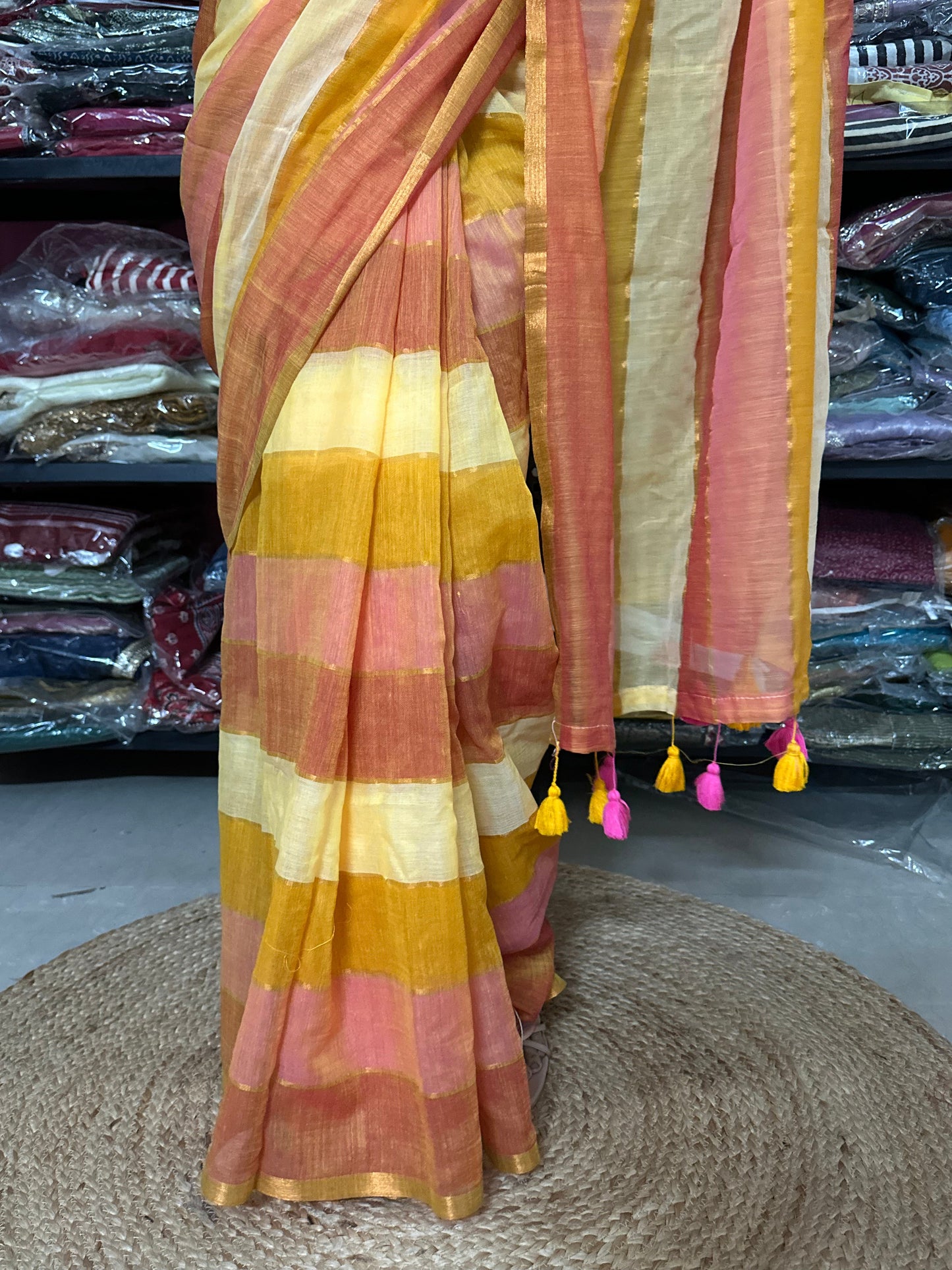 Gulnar Satrangi Mul Saree