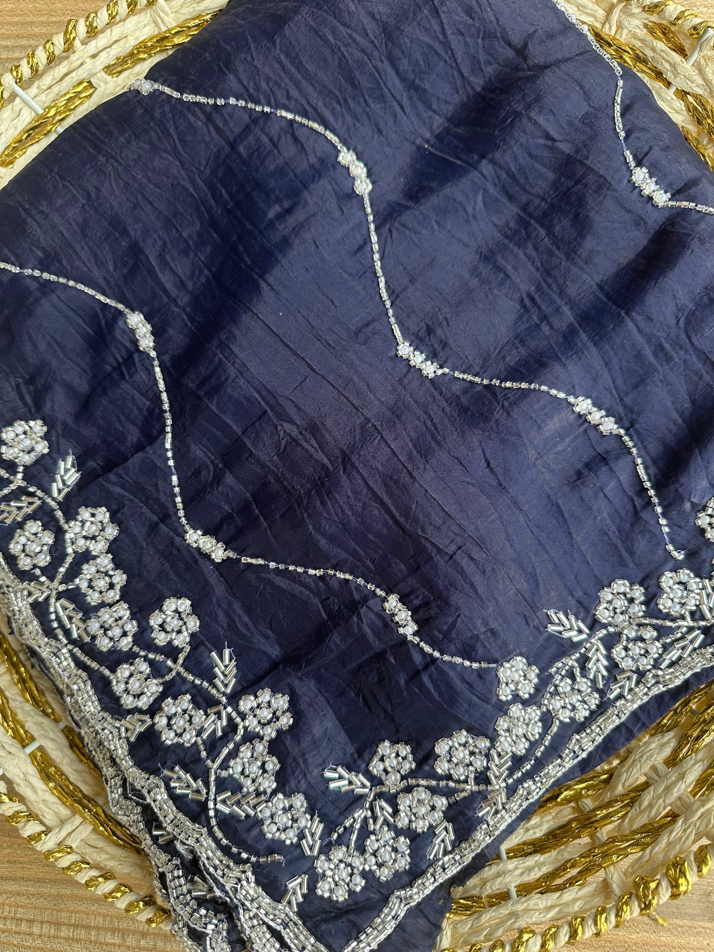 Mrinali Pearl Work Tissue Saree