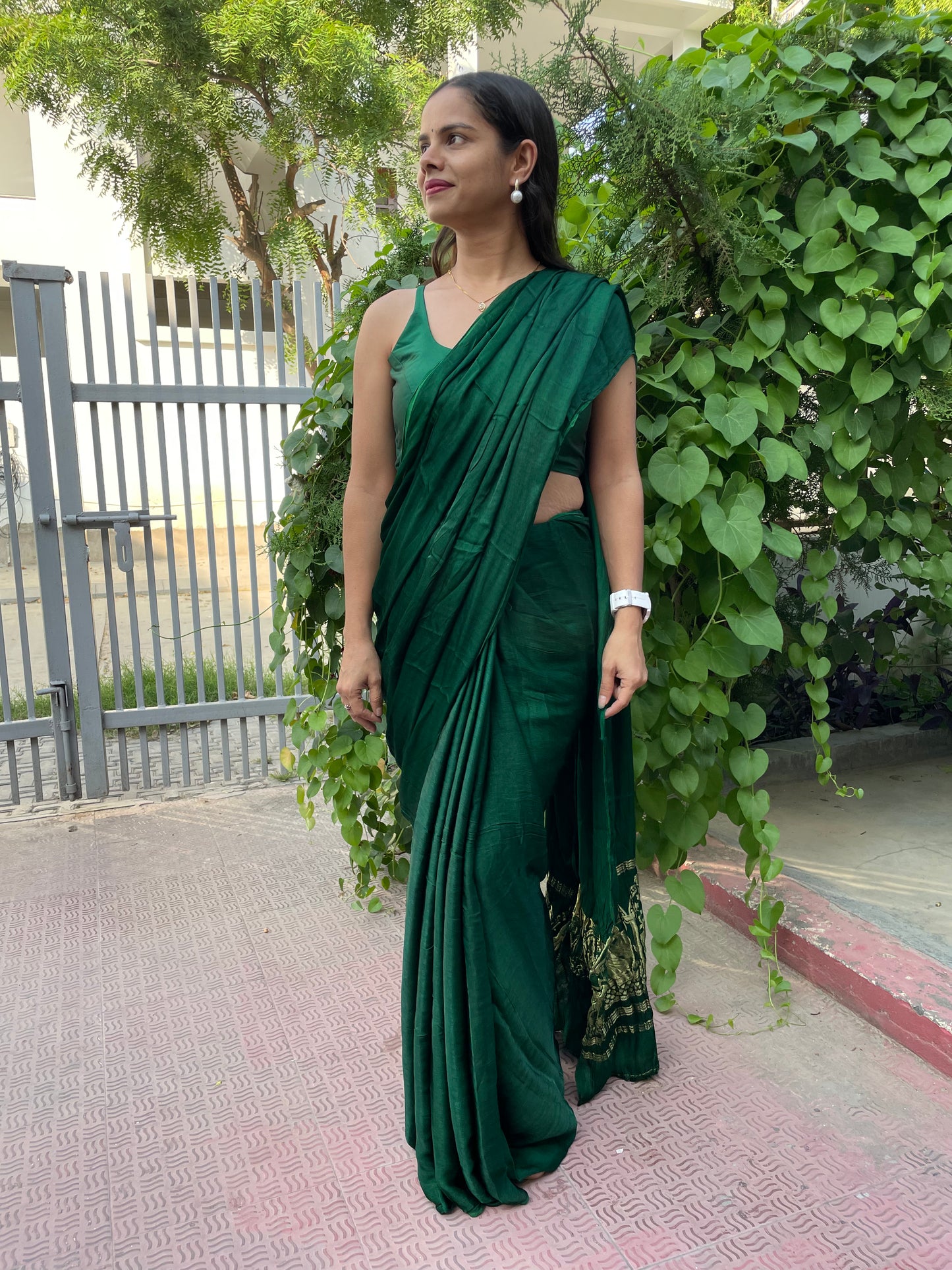 Green Radha Krishna Pure Modal Silk Sarees