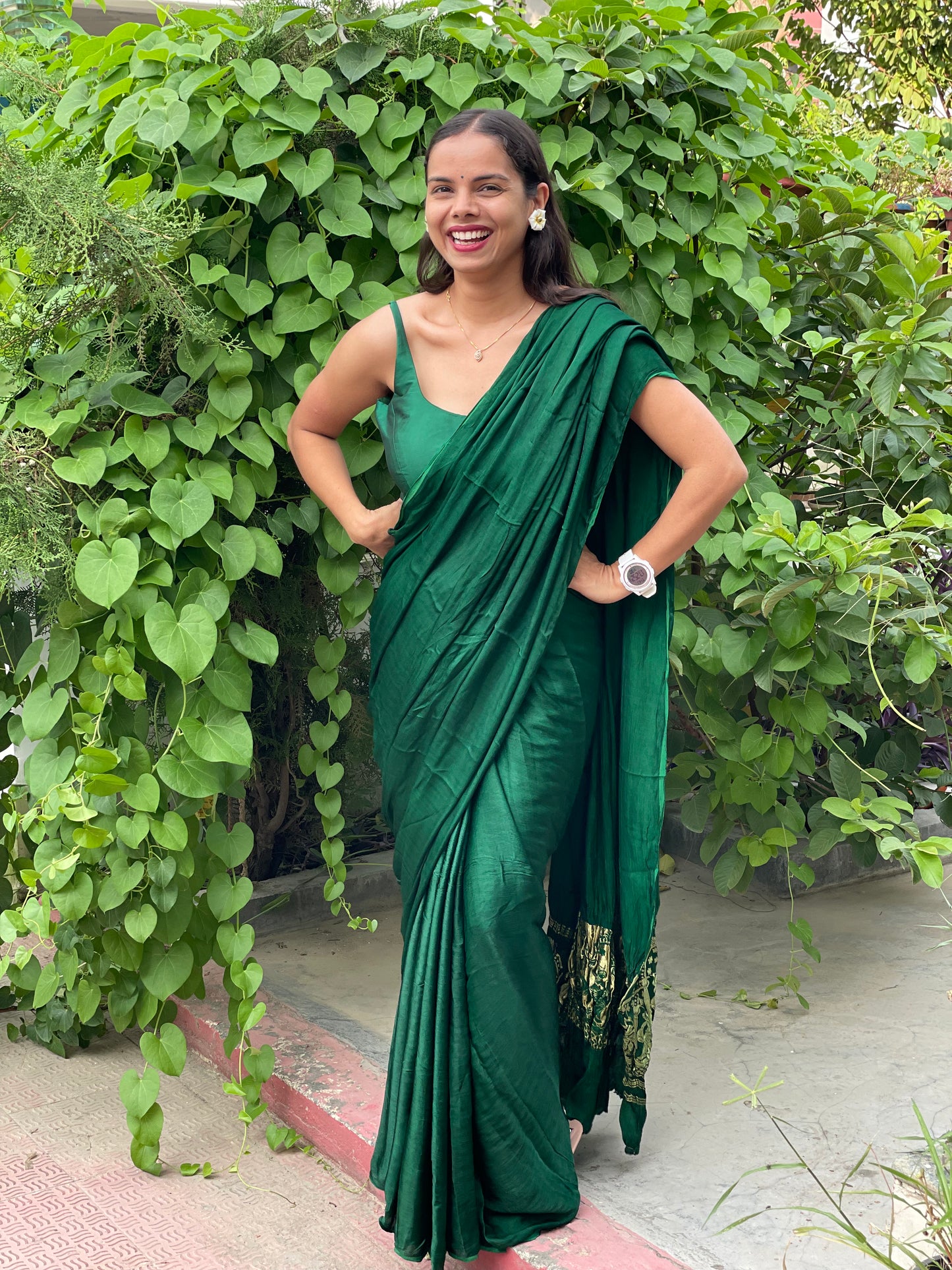 Green Radha Krishna Pure Modal Silk Sarees