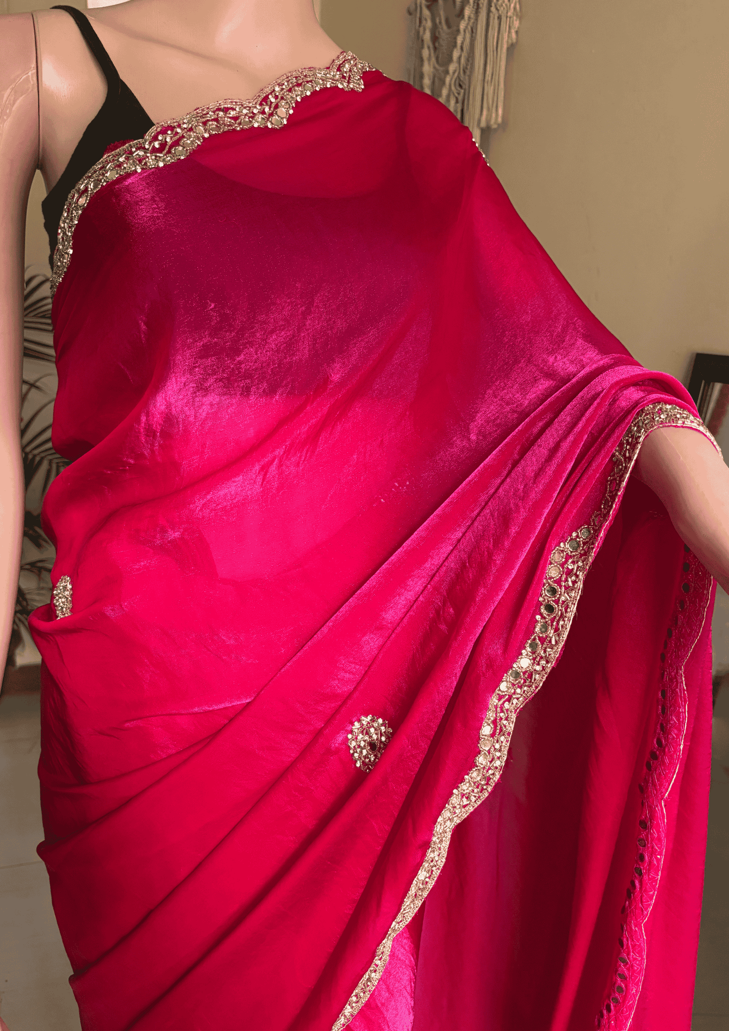 Rani Pink Glitter Luxe Party Wear Saree
