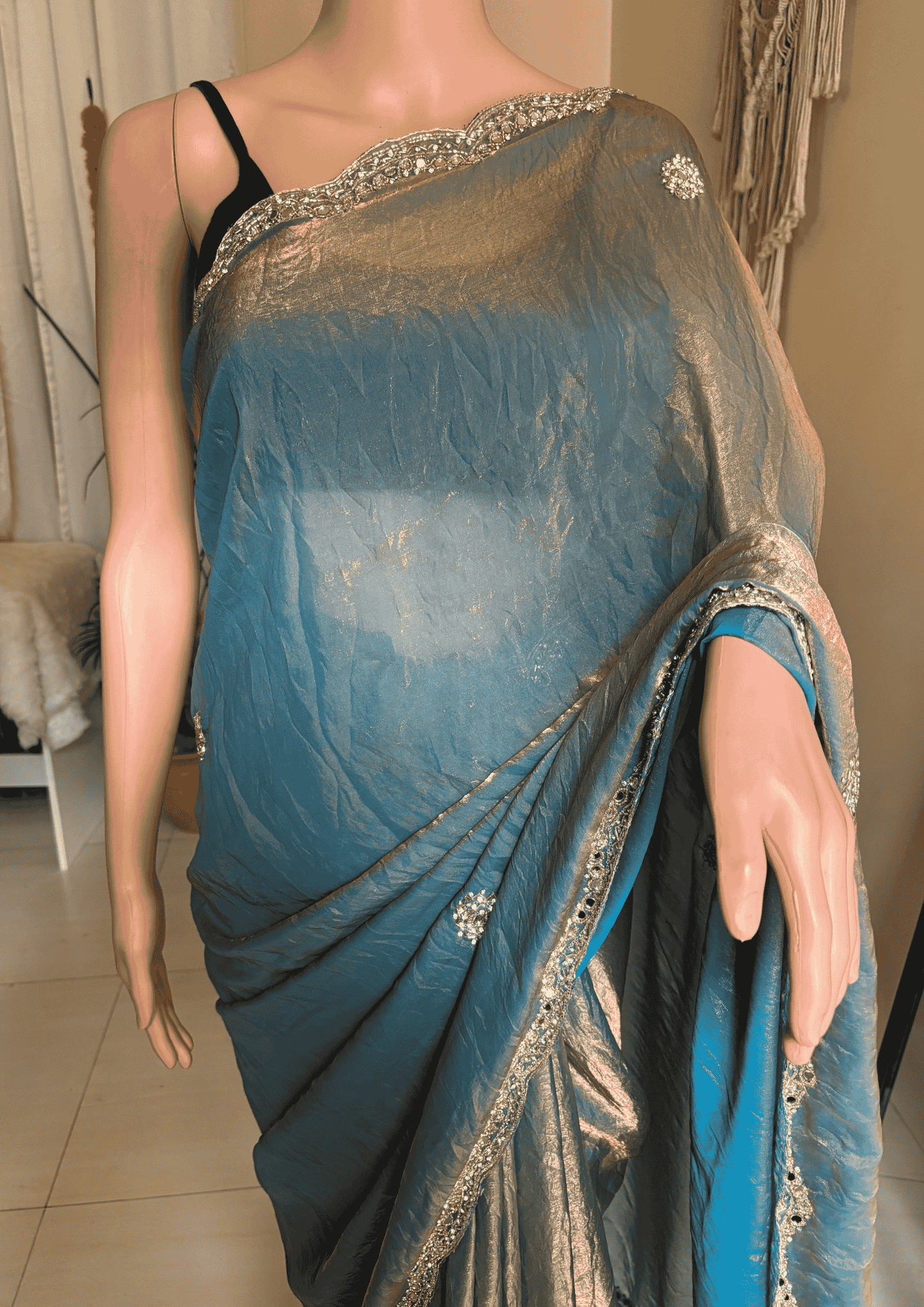 Magic Blue Glitter Luxe Party Wear Saree