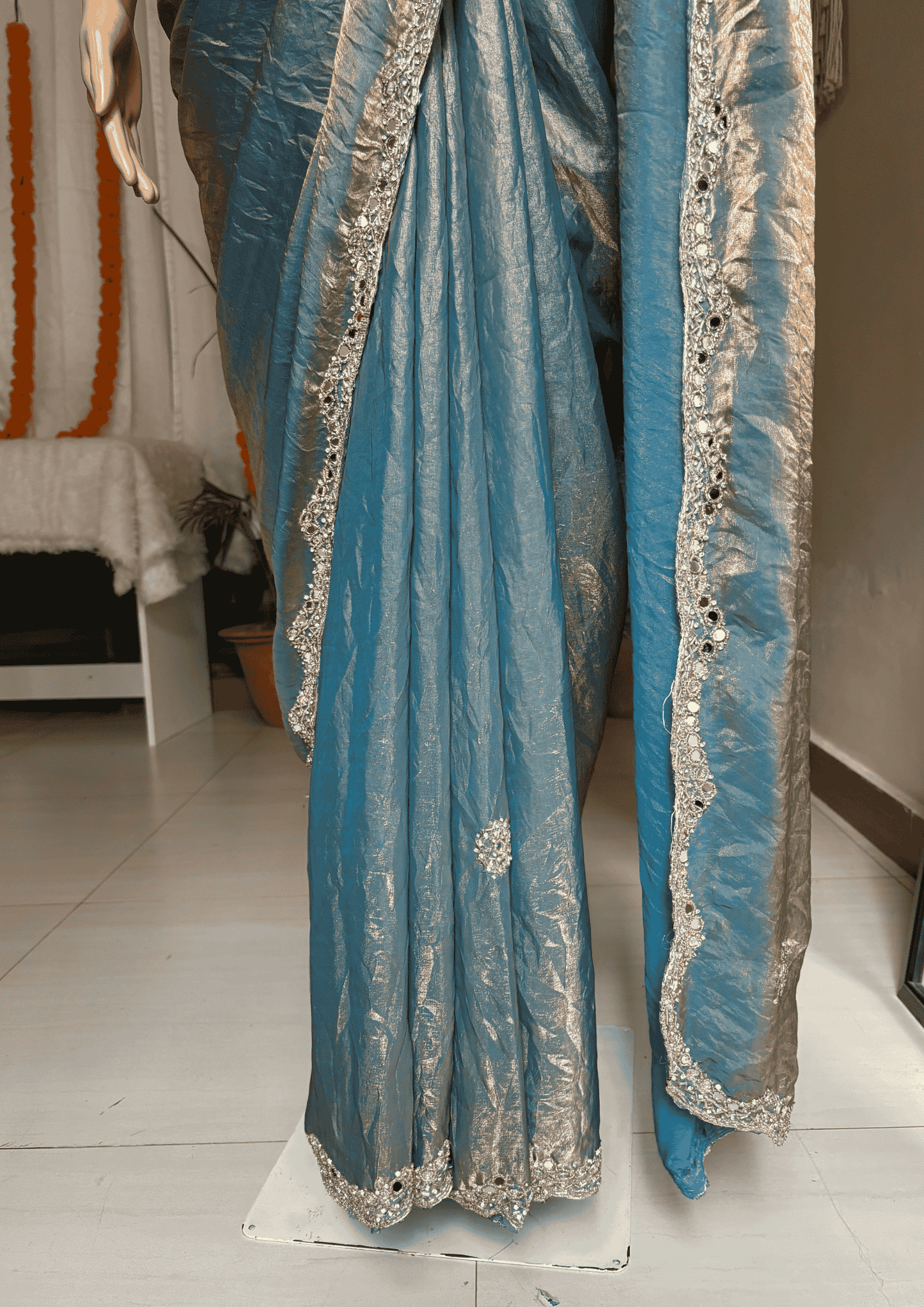 Magic Blue Glitter Luxe Party Wear Saree