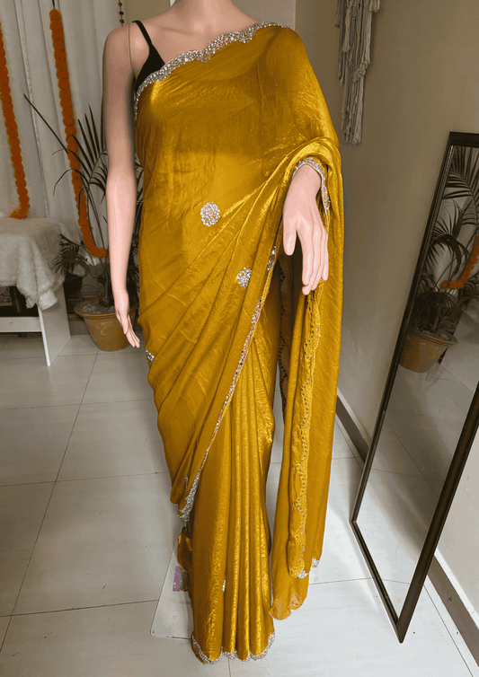 Yellow Glitter Luxe Party Wear Saree