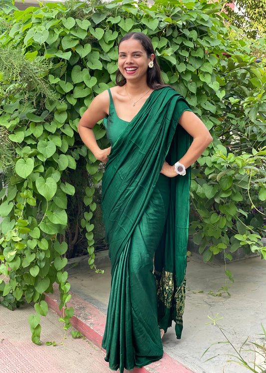Green Radha Krishna Pure Modal Silk Sarees