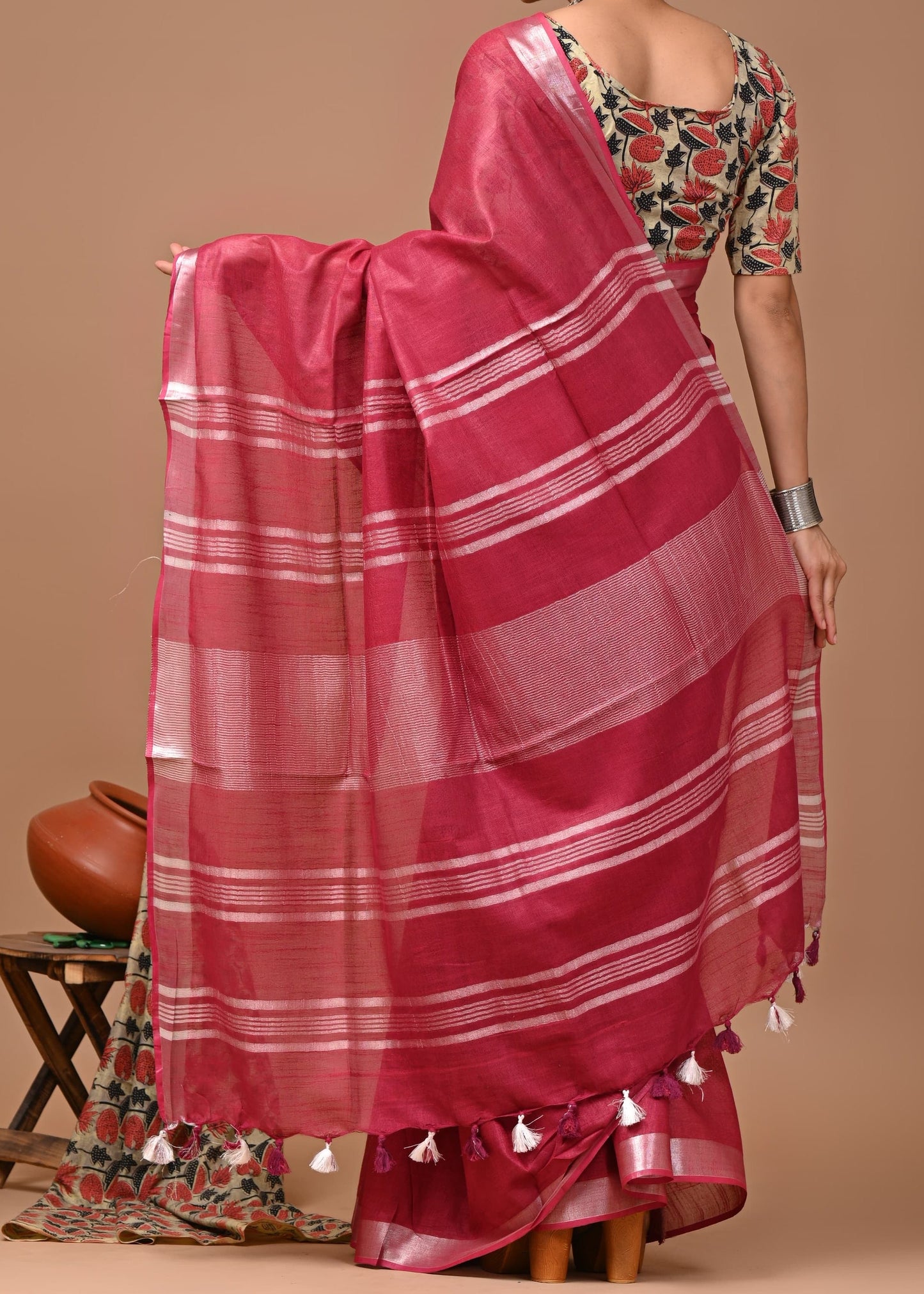 Monotone Linen Cotton Saree