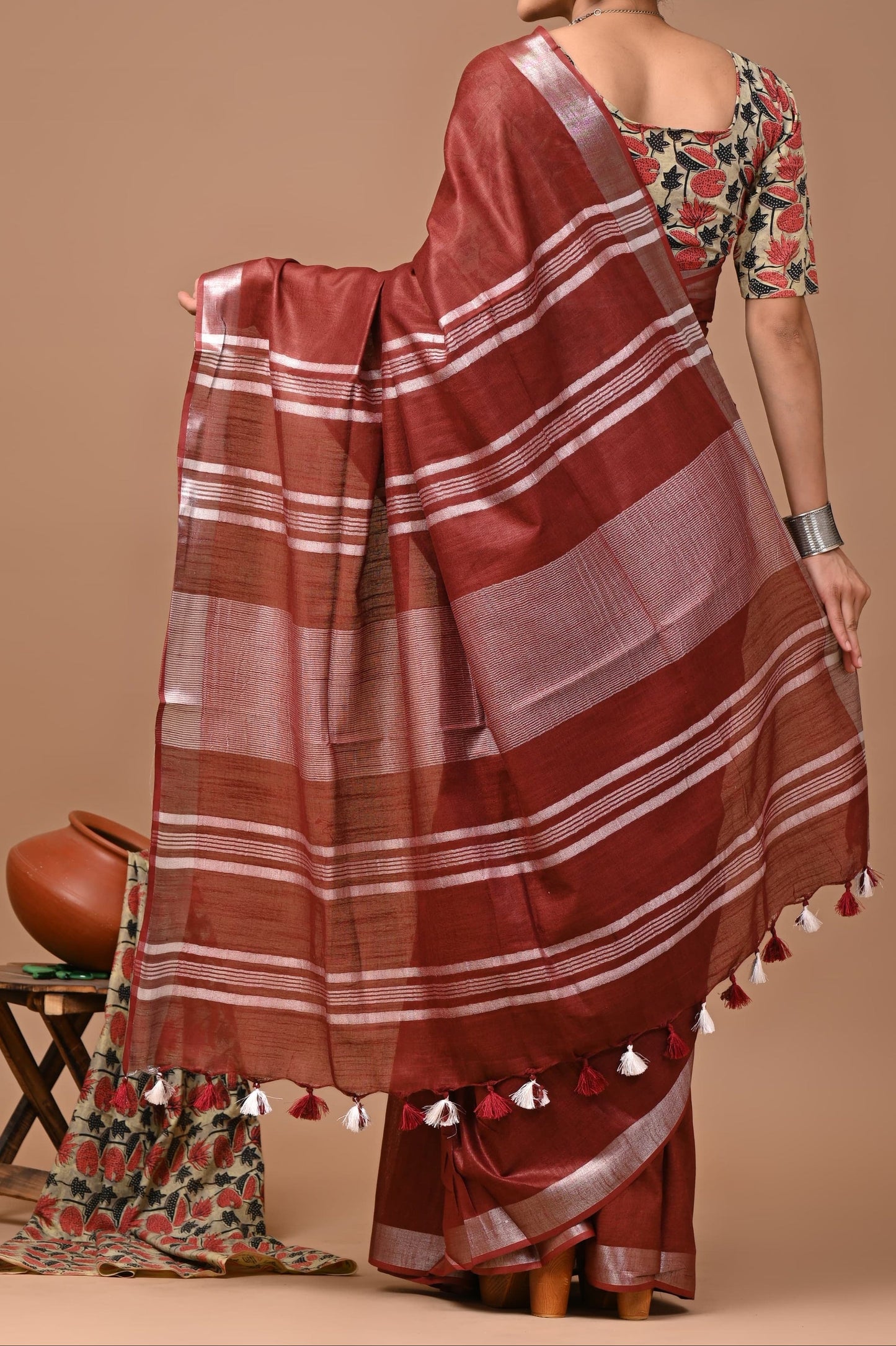 Monotone Linen Cotton Saree