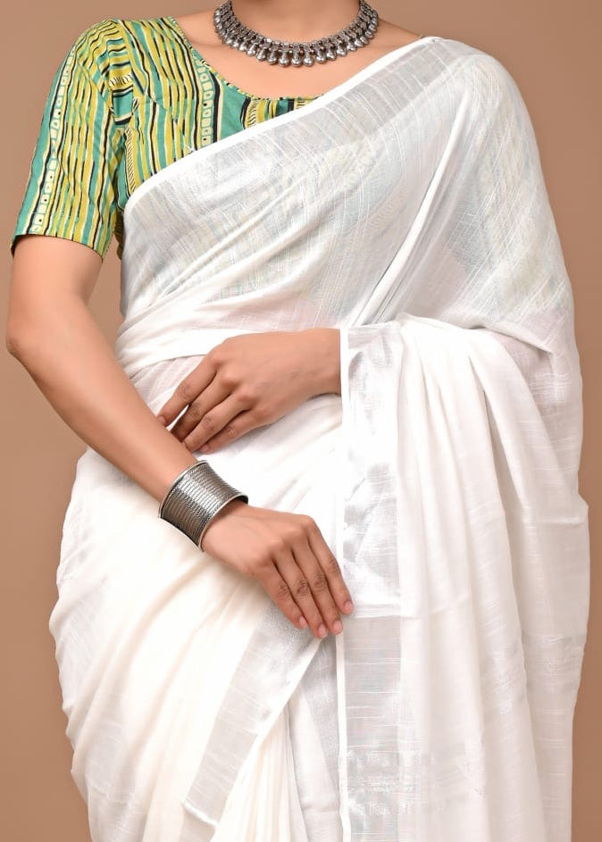 Monotone Linen Cotton Saree
